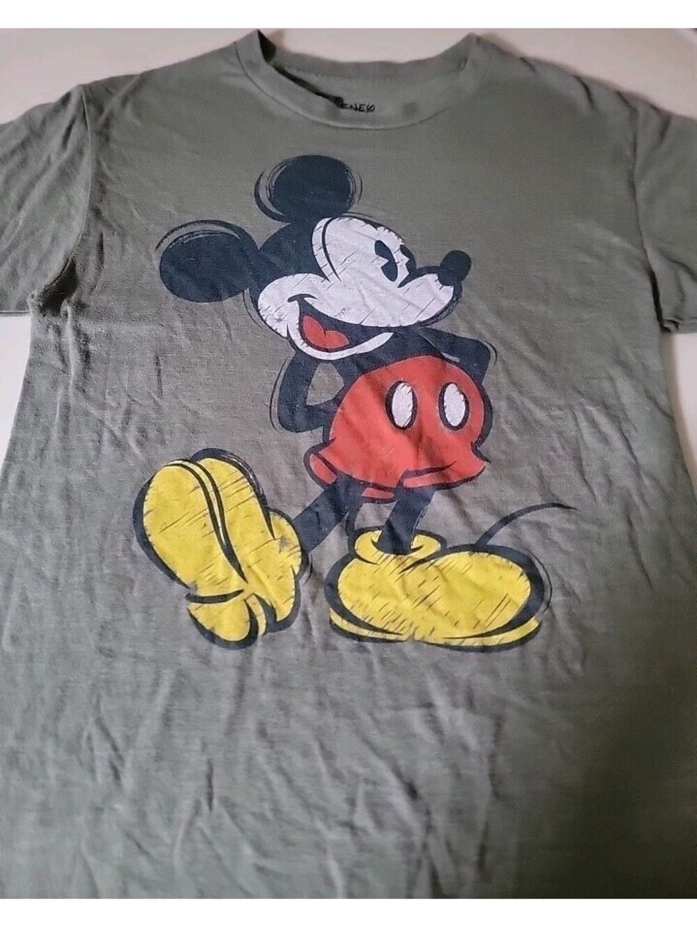 Disney Mickey Mouse Women's Green Graphic Cotton Crew Neck Short Sleeve Tee